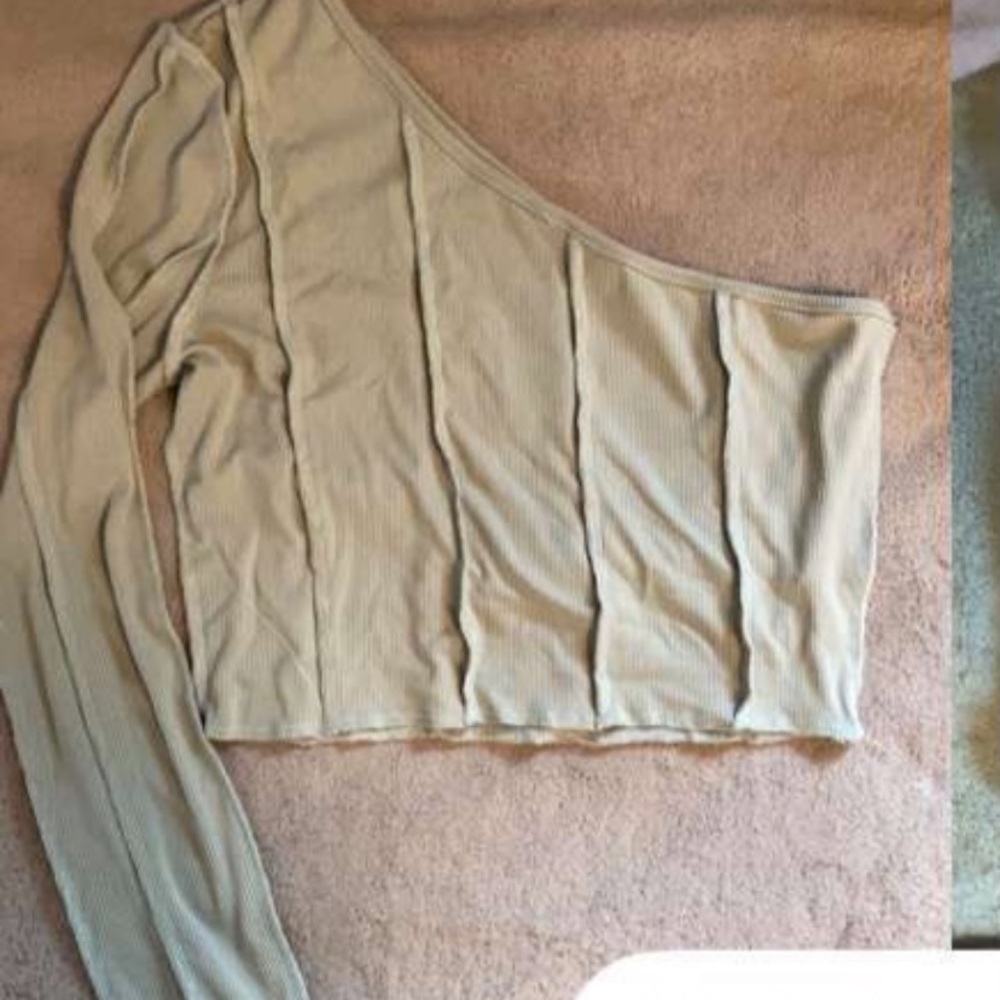 One Shoulder Light Green Top